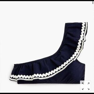 J. Crew One shoulder bikini top rickrack J1805 Navy Blue swimsuit